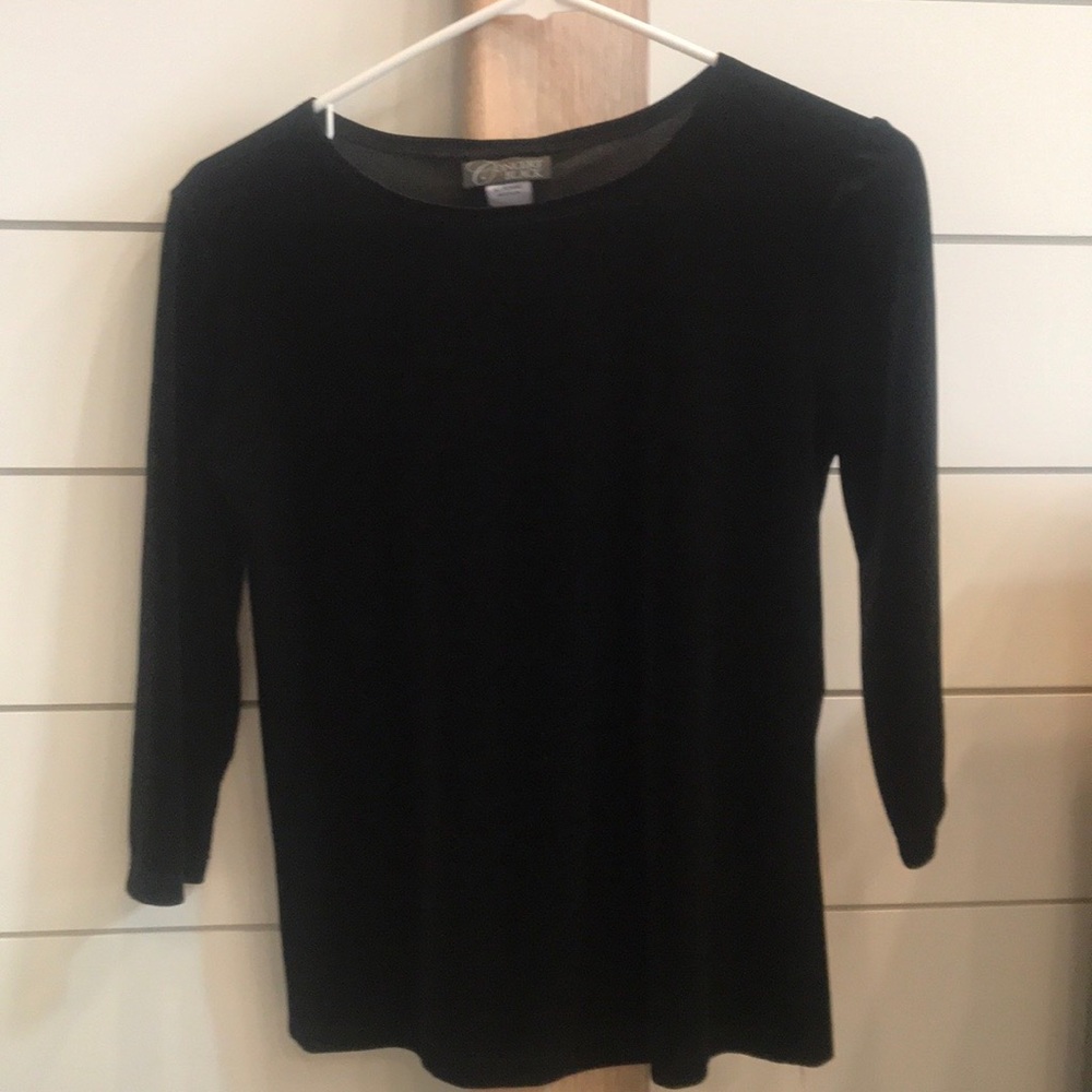 3/4 sleeve black velvet shirt